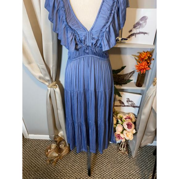 Joie NWT $128 size Medium Stunning Elegant Slate Blue Maxi Dress Tie Back - Picture 4 of 12